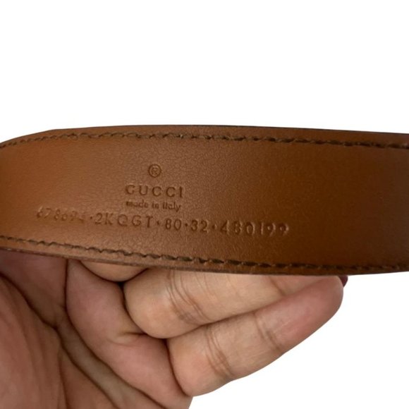 NWT Gucci Women\'s Monogram GG Supreme Cinture Donna Belt Brown & Blue Sz 80.32 main image 5